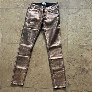 PAIGE Metallic Copper Skinny Jeans